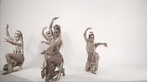 modern glamorous oriental dances over white background