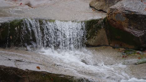 Slow-motion-waterfall-from-a-river-running-water-over-rocks