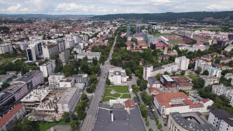 Aerial-view-of-Christ-the-Savior-Orthodox-Cathedral,-Banja-Luka-Bosnia