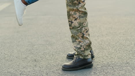 close up of male and female feet