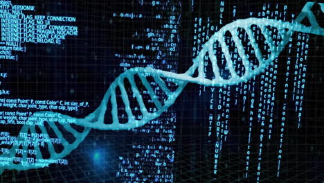 animation of data processing over dna strand