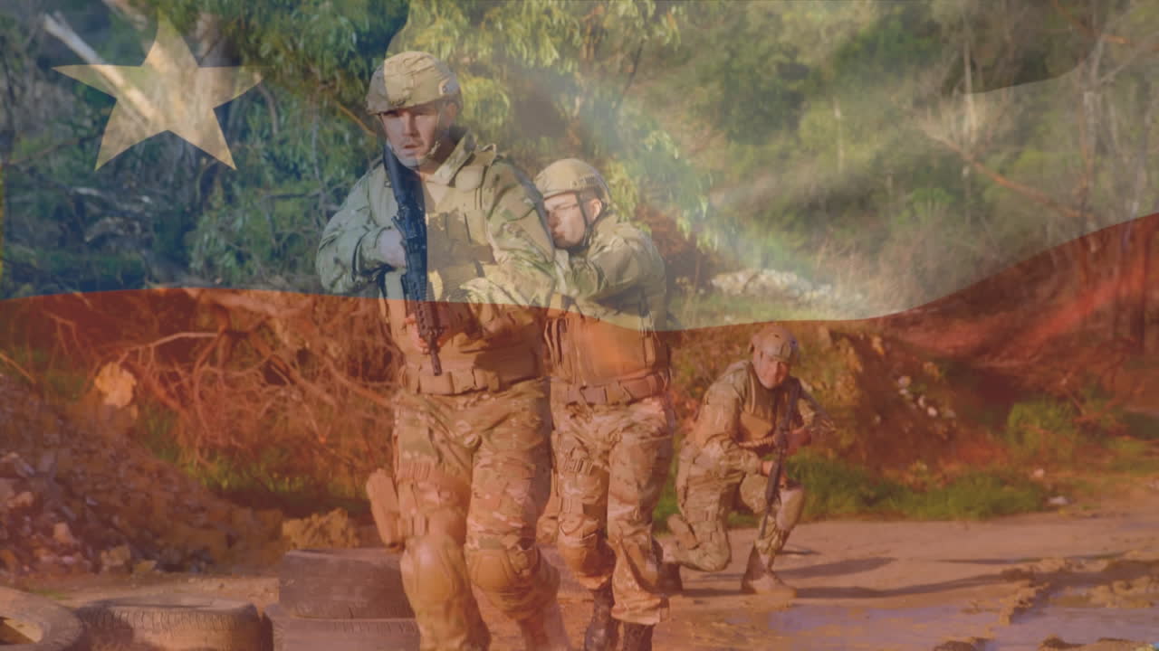 다양한 군인 들 위 에 있는 칠레  ⁇ 발 의 애니메이션