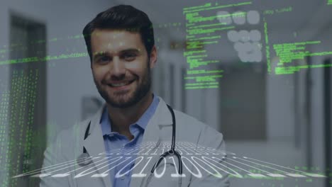 Animación-Del-Procesamiento-De-Datos-Y-Placa-De-Circuito-Informático-Sobre-Un-Médico-Masculino