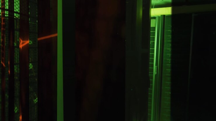 Animation of shapes moving over server room