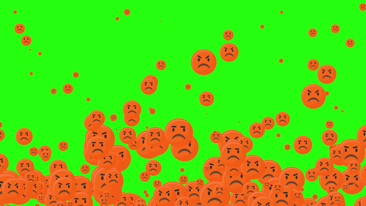 소셜 미디어 분노 아이콘은 녹색 화면에서 아래에서 위로 루프 주식 비디오입니다.
