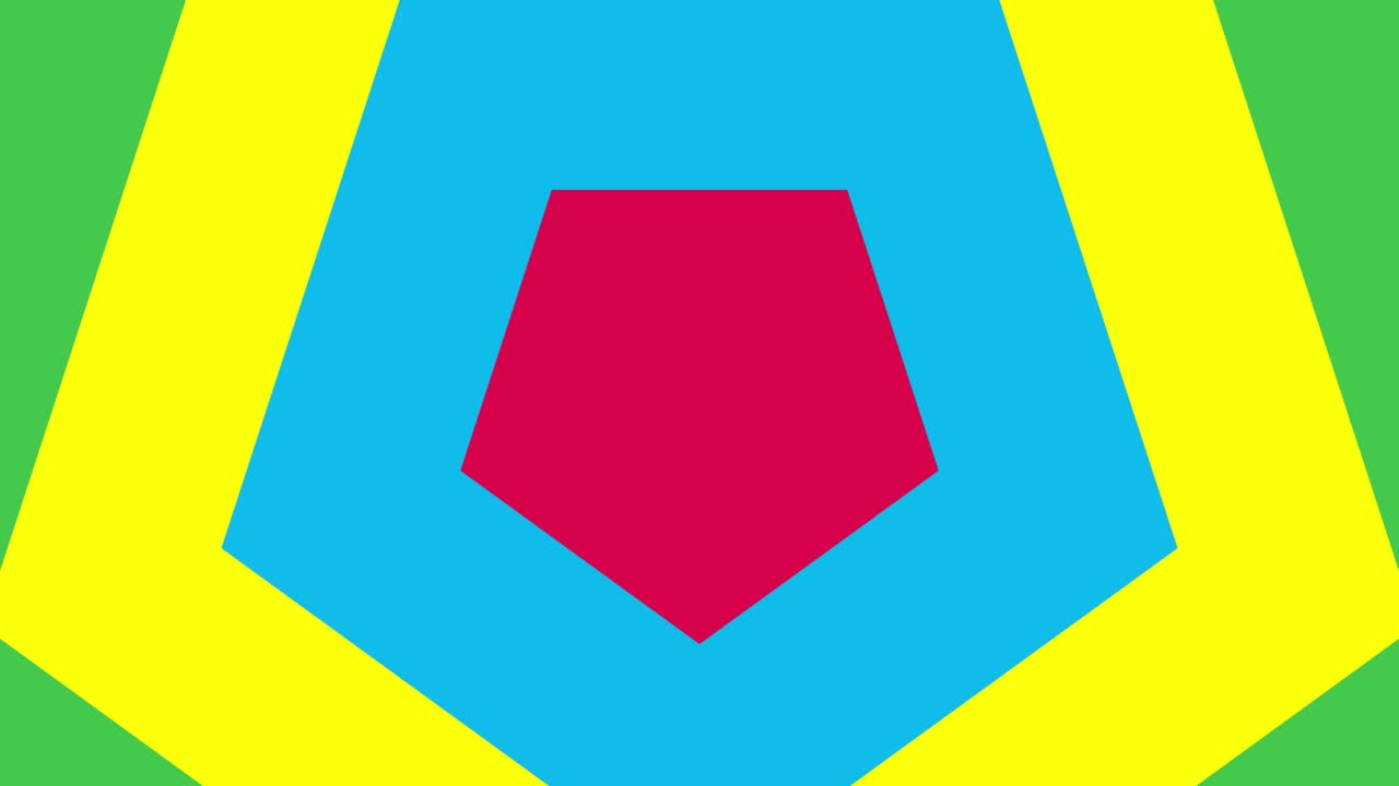 다채로운, 오각형 요소, 추상적인 동적 기하학적 배경, 원활한 루프 기하학적인 배경