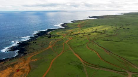 aerial coast of hawaii, papakolea green sand beach, big island