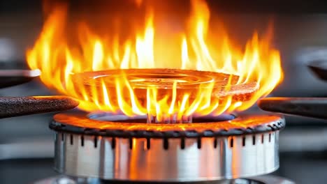 a close up of a gas stove with flames coming out of it