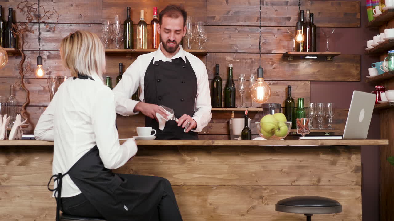 People working at a bar