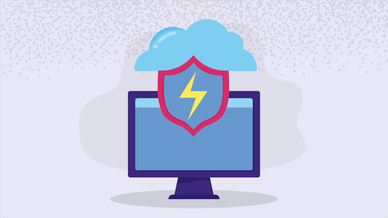 escritorio con animación de seguridad cibernética