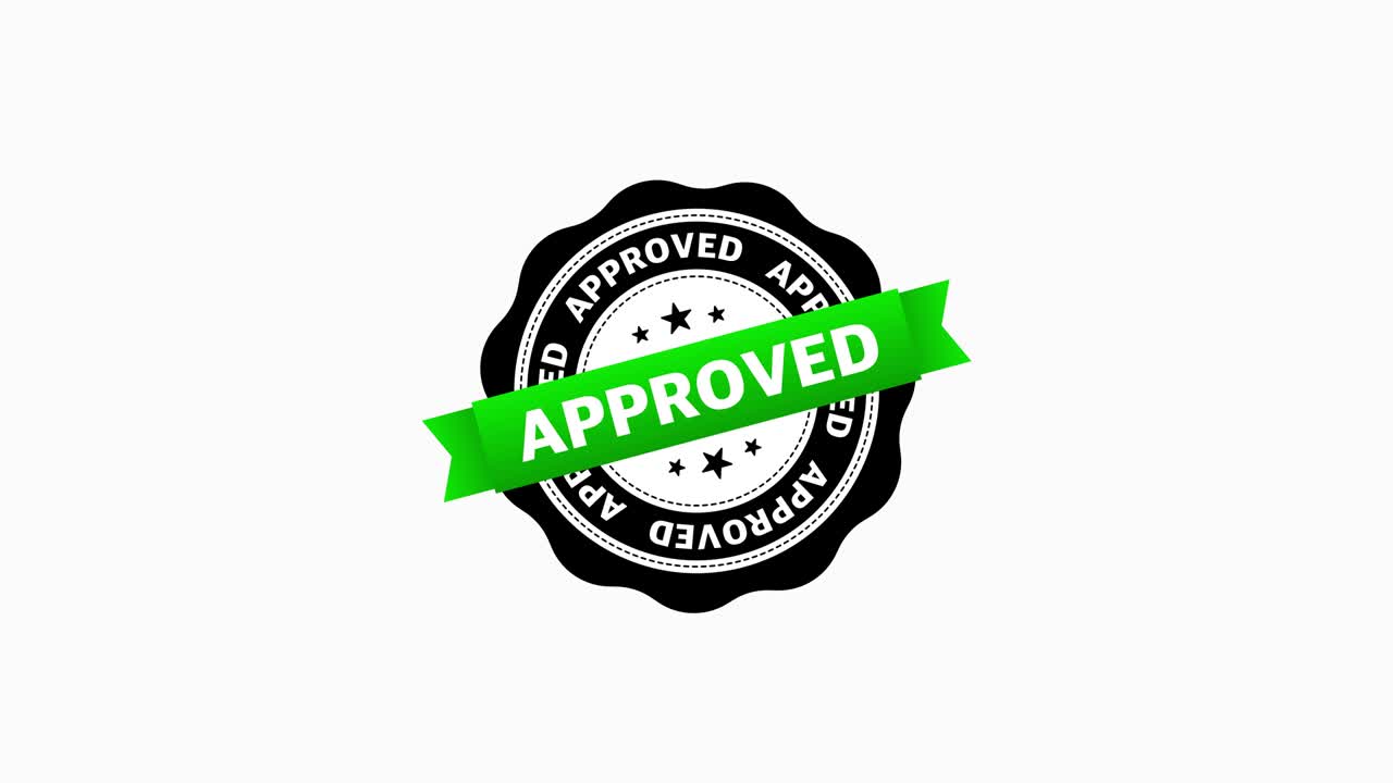 sello con texto aprobado y rechazado de estilo plano aislado sobre fondo blanco. gráfico de movimiento.