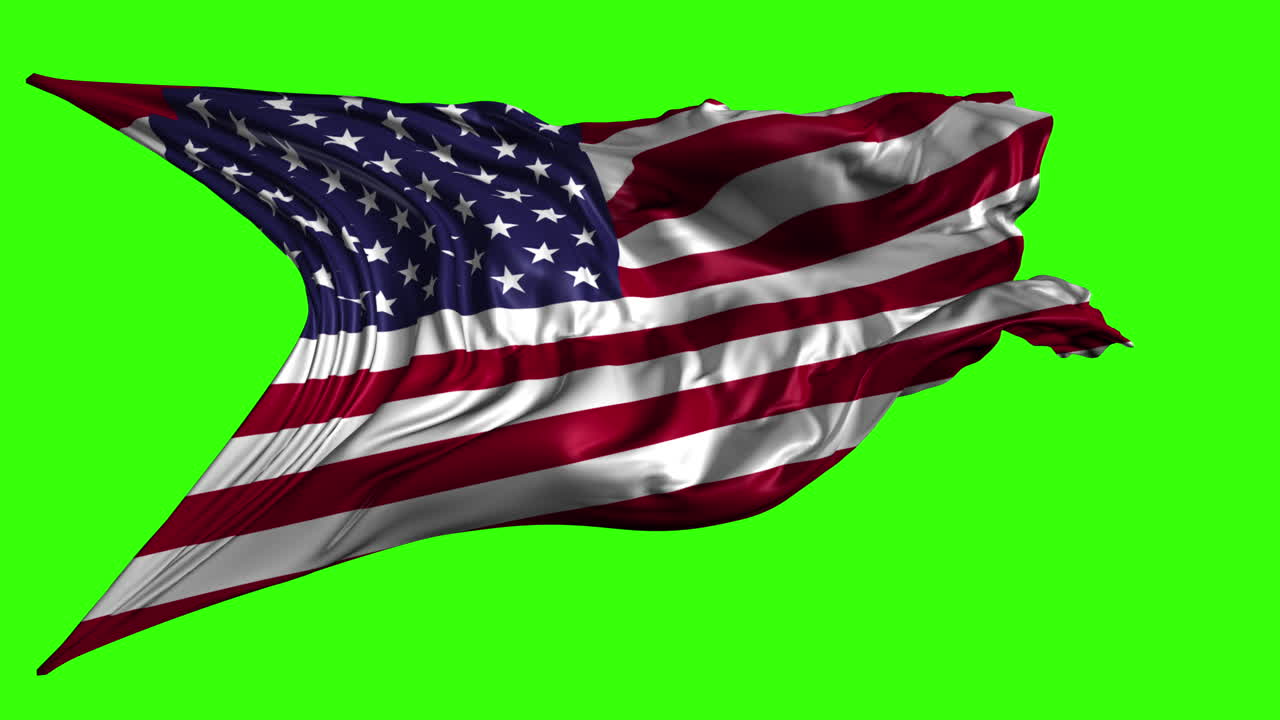 American Flag on Green Screen