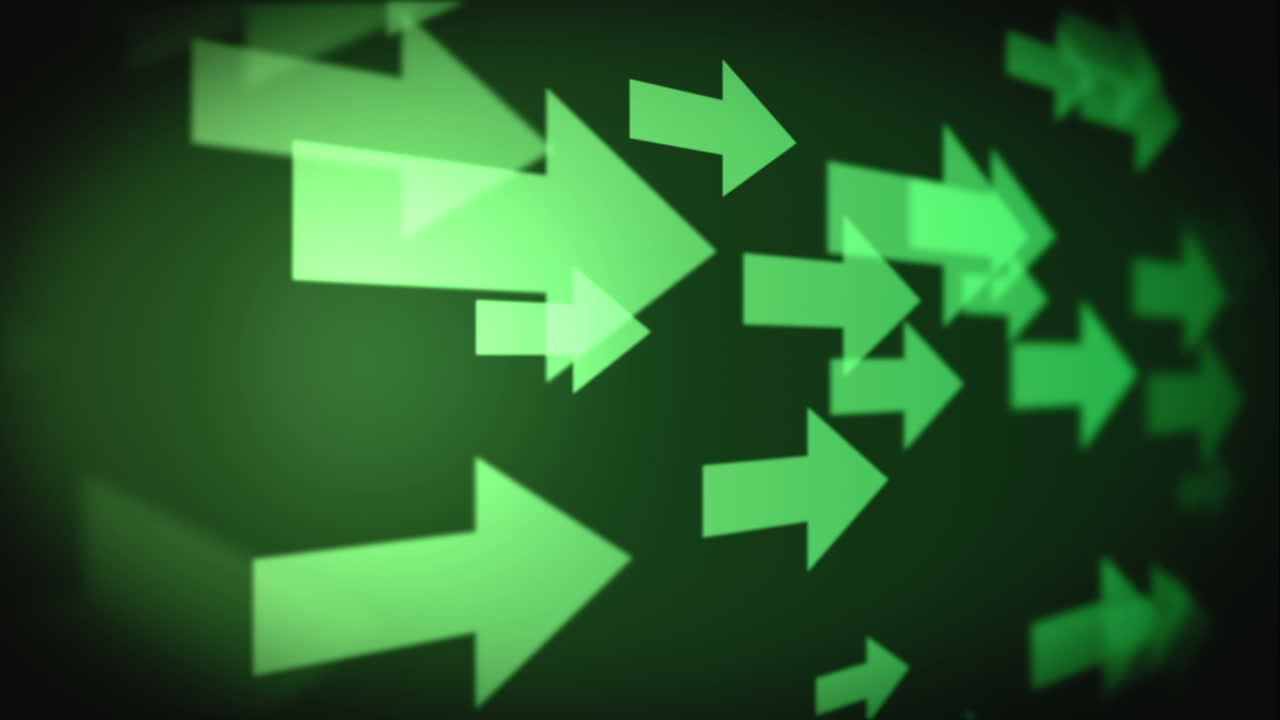 여러 개의 초록색 화살표의 비디오