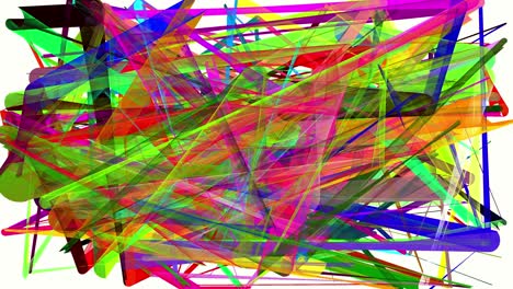 animación de pintura multicolor abstracta de conos en movimiento sobre fondo blanco