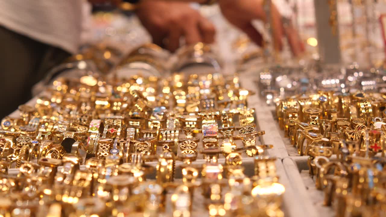 Display of gold rings