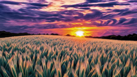 sunset over a golden wheat field