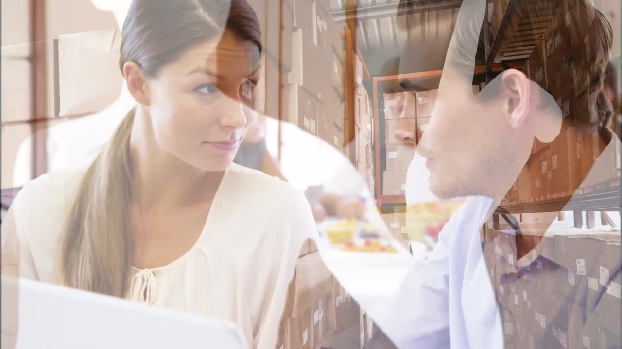 창고에 대한 사업가들의 애니메이션