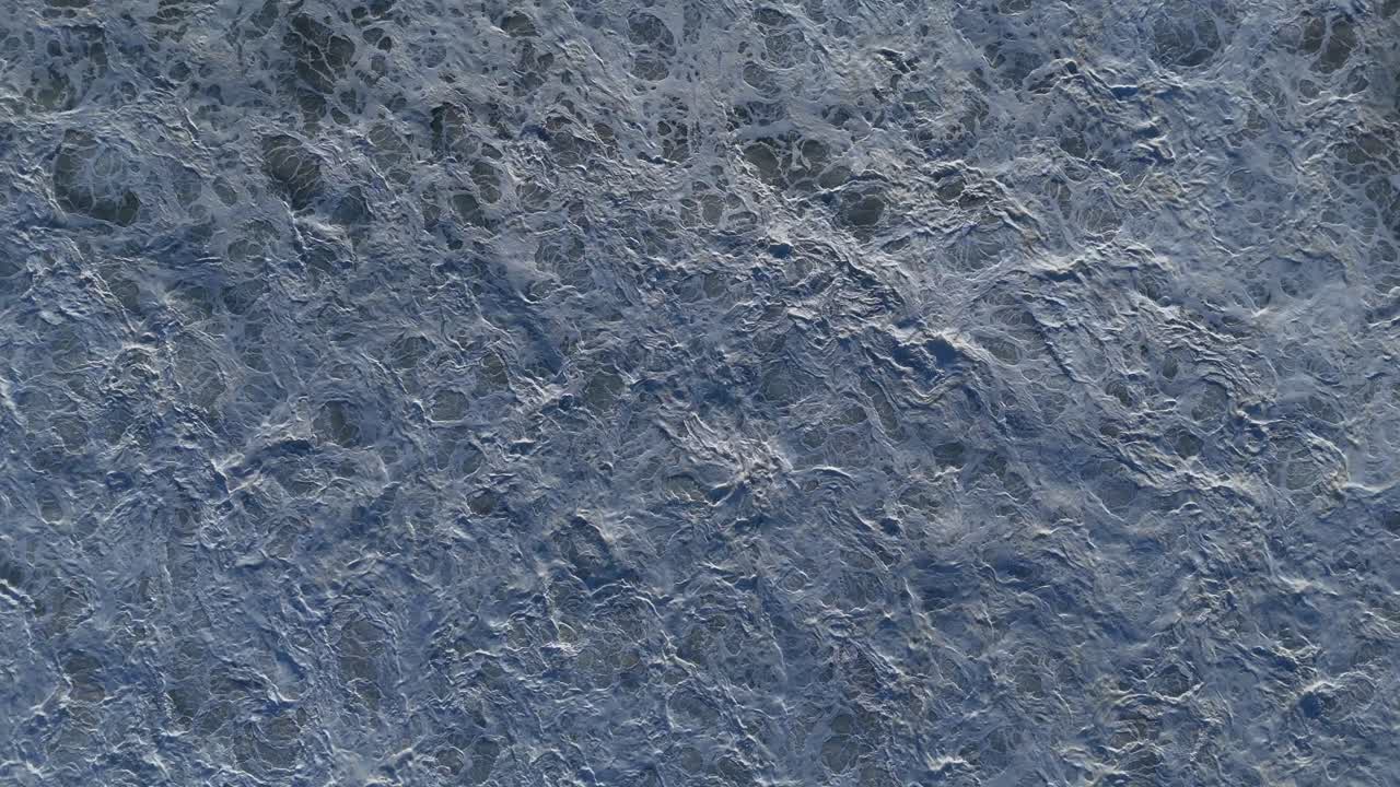 White water after waves breaking from above