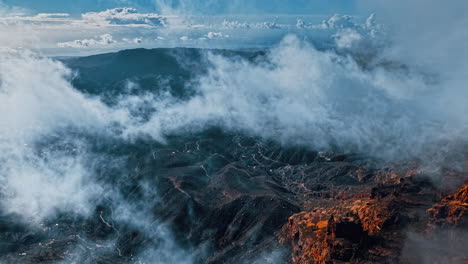 aerial view of gran canaria mountains shrouded in clouds