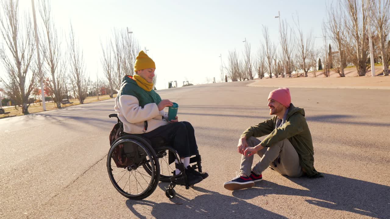 Two Friends Chatting in the Park