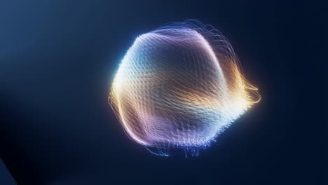 abstract glowing luminous sphere of light lines on dark background