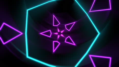 motion colorful neon geometric shape in space 2
