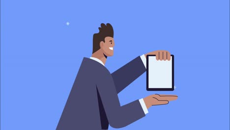 joven usando la animación de la tableta