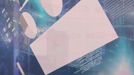 animación del globo y procesamiento de datos en gráficos y gráficos en la sala de servidores informáticos