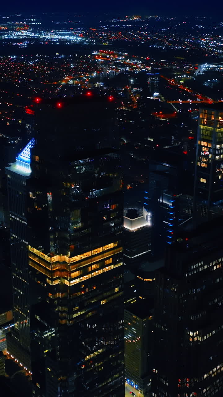 Amazing immense scenery of a splendid city at night. City of billions of lights from top. Philadelphia, Pennsylvania, USA. Vertical video