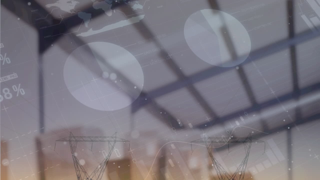 창고와 풍경에 대한 데이터 처리의 애니메이션