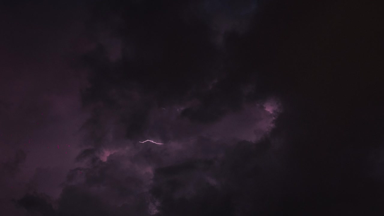 Thunderstorm timelapse during a dark night - dark scary weather with lightning clouds