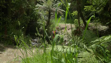 A-video-clip-of-a-man-on-a-walk-who-crosses-over-a-river