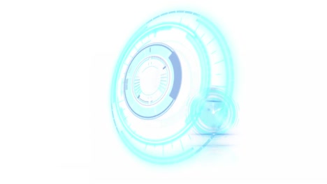 animation of clock moving fast and scope scanning on white background