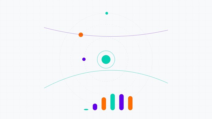 Abstract Motion Graphics with Orbiting Spheres and Data Visualization