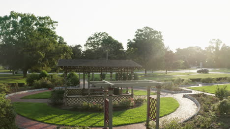 panoramic aerial view of the rose garden in roger williams park