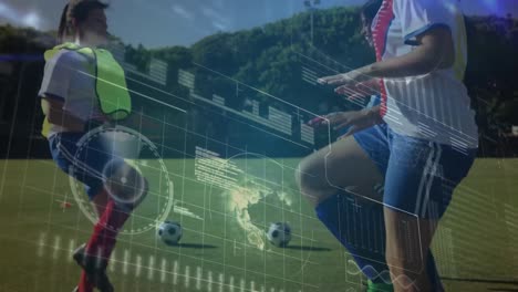 Animación-Del-Procesamiento-De-Datos-Sobre-Diversos-Niños-Y-Niñas-Jugando-Al-Fútbol-Al-Aire-Libre.