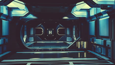 realistic futuristic sci-fi spaceship corridor