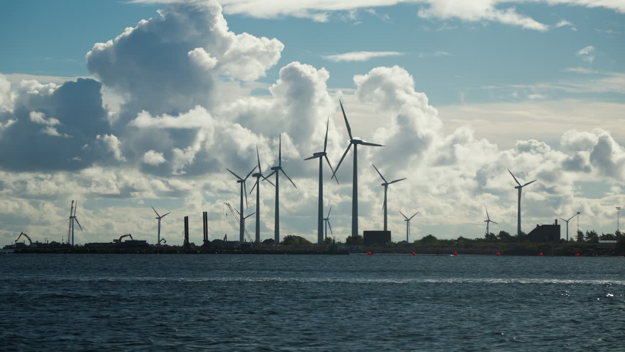 Offshore Wind Farm under a Cloudy Sky
