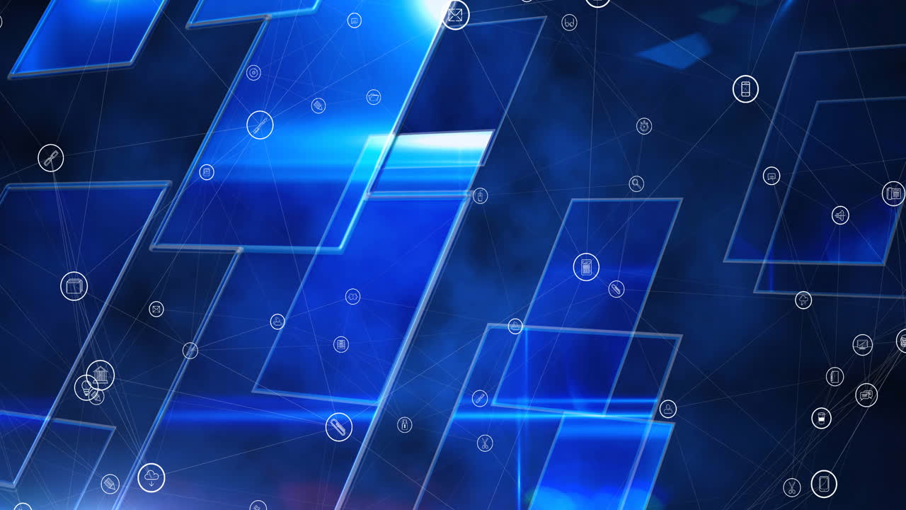 디지털 아이콘으로 연결 네트워크의 애니메이션