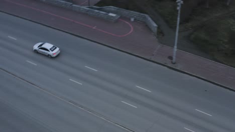 aerial view of city street with cars