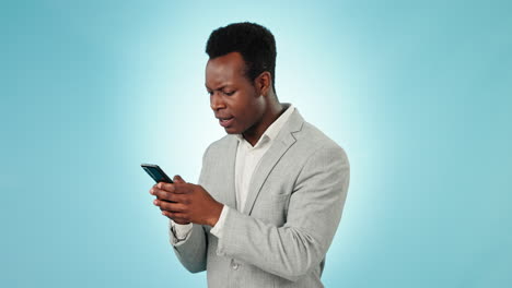 Angry,-black-man-and-phone-with-spam