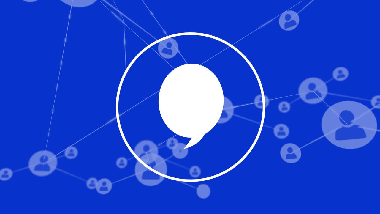 디지털 아이콘의 애니메이션, 사람 아이콘과 데이터 처리의 연결 네트워크