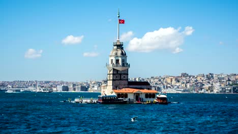 la torre de la doncella y el hermoso cielo azul de istanbul fondo. istanbul videos de hiperlapso en serie