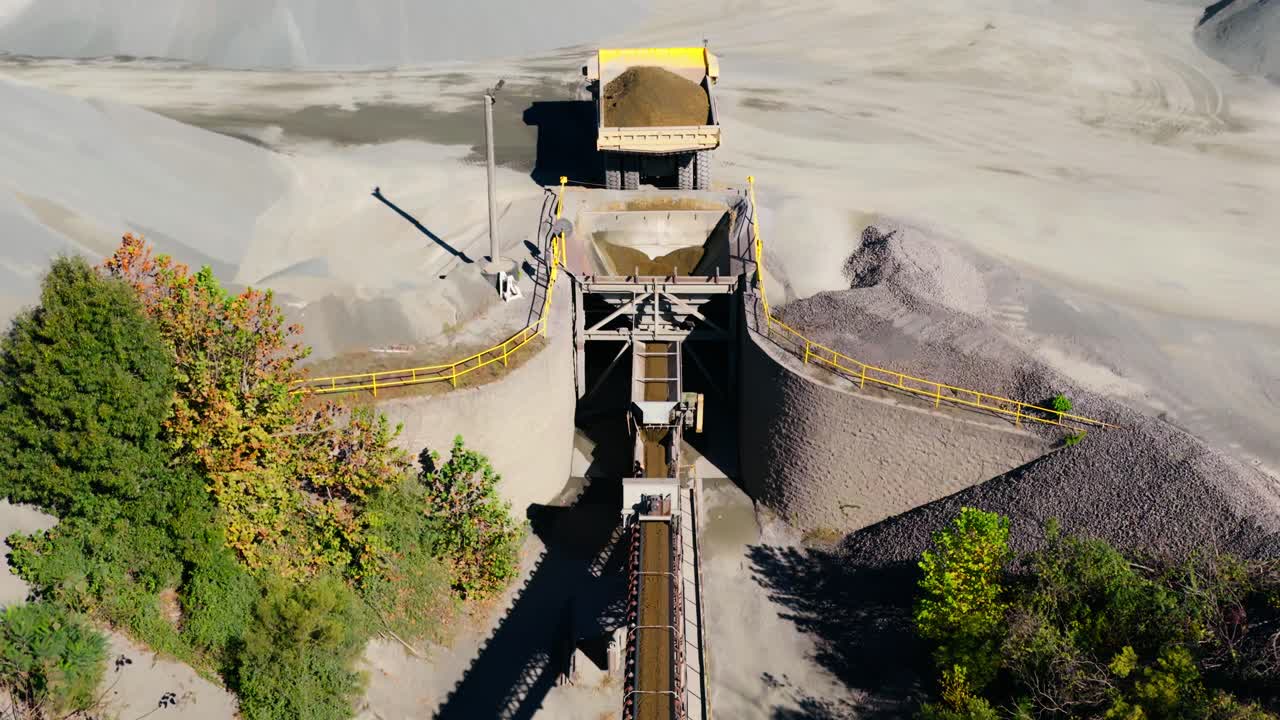 Aggregate Processing Site Producing Materials Like Crushed Stone In Martin Marietta - Jones Mill Quarry, Arkansas, USA. Aerial Shot
