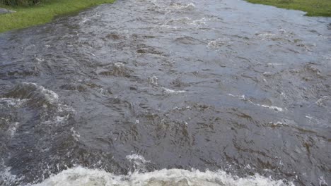video hacia arriba de una corriente de río que fluye y choca violentamente