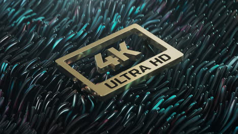 logotipo dorado 4k ultra hd en un fondo de algas abstractas