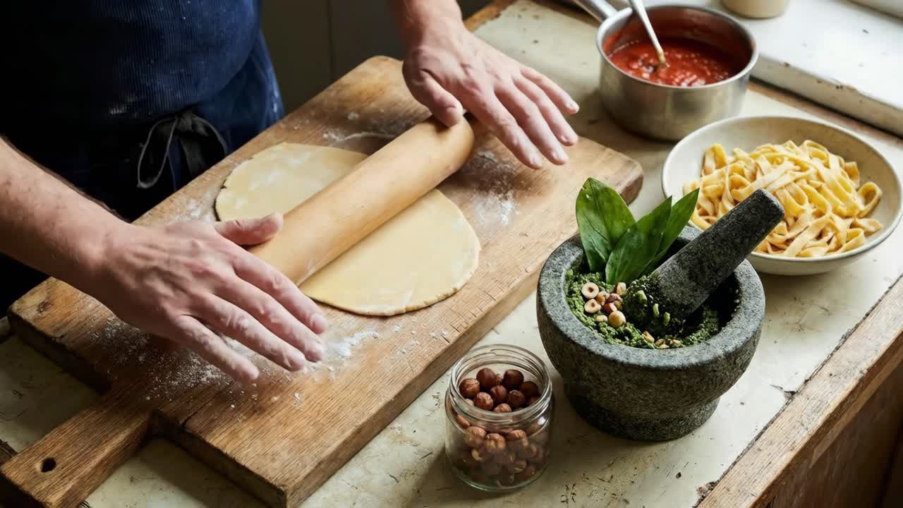 Preparare pasta e pesto fatti in casa