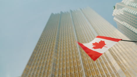 Kanadische-Flagge-Und-Toronto-Wolkenkratzer