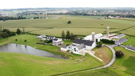 aerial of large american farm