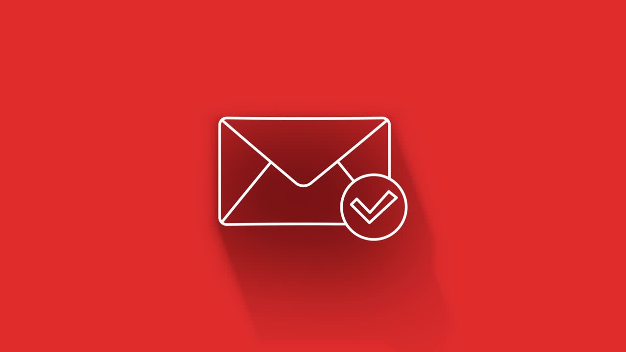 Design di icona social media con ombra lunga isolata su sfondo rosso. Icona web stilizzata. Motion graphics
